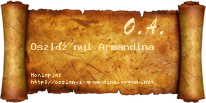 Oszlányi Armandina névjegykártya